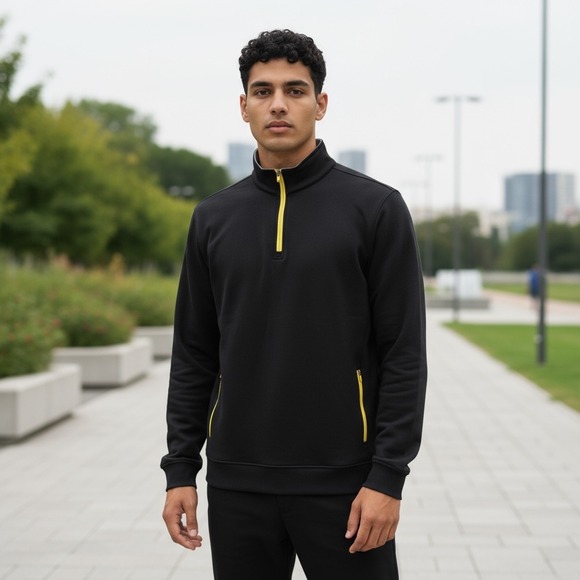 chubbies Other - Chubbies Men Black 1/4 Zip Long Sleeve Pullover Sweatshirt Size Large Hiking NEW